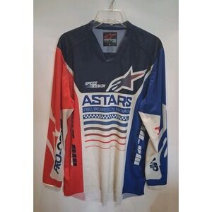 Alpinestars Racer Compass Men's L Large Motocross Speed Demon Jersey Red Blue
